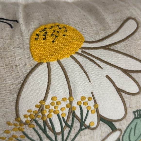 Sheffield Home Textured Cream cottagecore bumble bee mushrooms flowers pillow - Picture 12 of 12